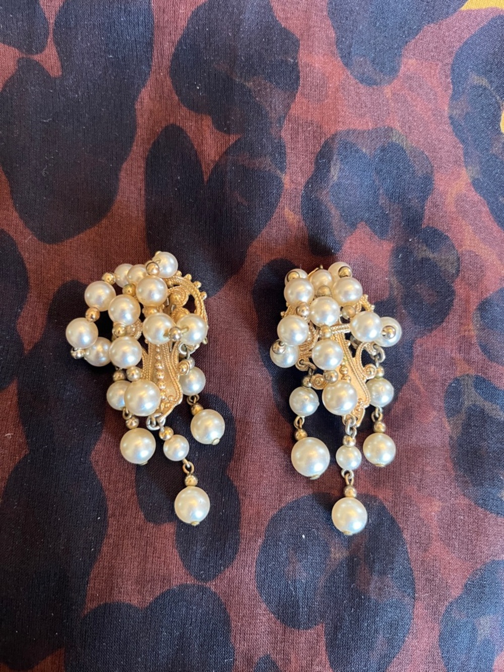 Vintage Napier clip on pearl earrings